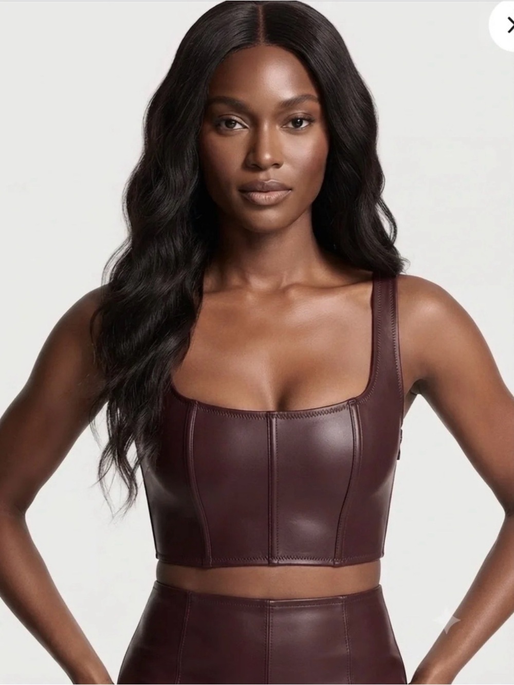 Victoria Secret faux leather mini corset crop top size large